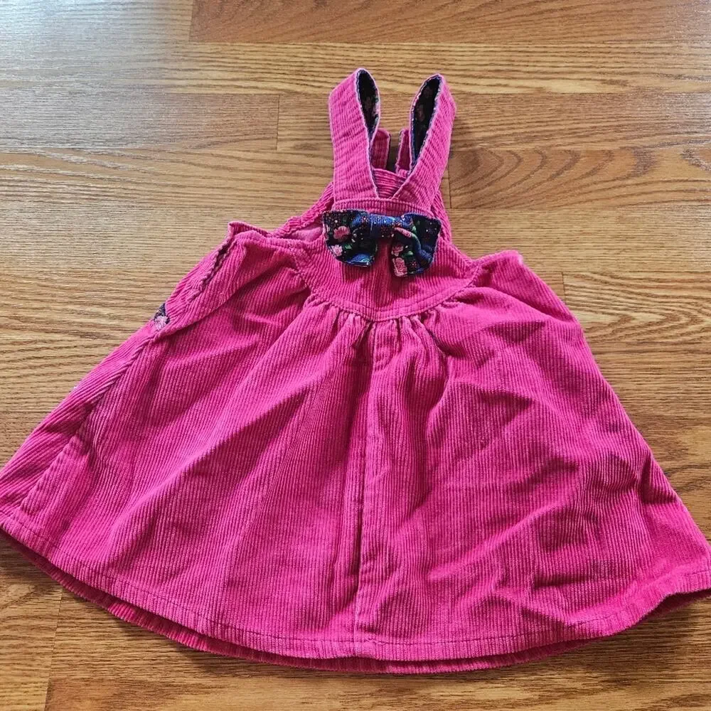 Vintage Oshkosh Floral Corduroy Pink Dress Size 3T